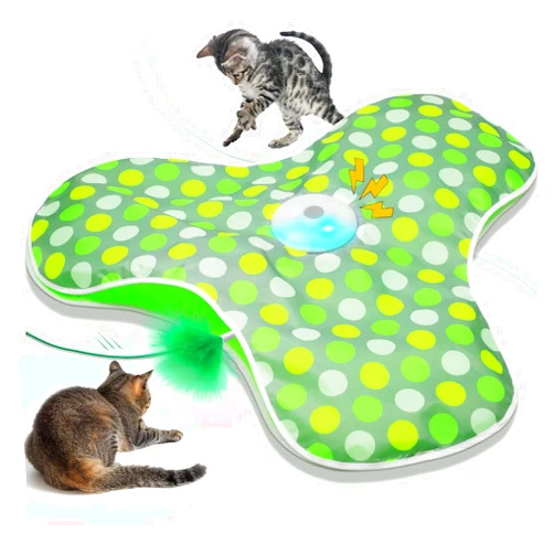 Sofolor Interactive Cat Toy, Automatic Cat Toys for Indoor Cats, Hide and Seek Cat Toy with Motion Activated, Moving Feather, Chirping, USB Rechargeable
