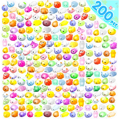 Dioju 200 Pcs Mochi Squishy Toy, Mini Kawaii Squishies Bulk Sensory Fidget Toys Goody Bag Party Favors for Kids, Classroom Prizes Pinata Filler Carnival Stocking Stuffers Christmas Birthday Gifts