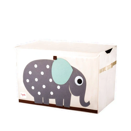 3 Sprouts Large Toy Chest for Kids with Lid and Handles - Collapsible Toy Storage Bin/Trunk/Box/Basket Organizer for Boys & Girls Playroom, Nursery, Elephant
