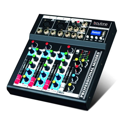 Boytone BT-34MX Professional Audio Mixer Sound Board Console System Interface 4 Channel Digital USB Bluetooth Digital MP3 Computer Input 48V Phantom Power Stereo DJ Studio Streaming FX processor