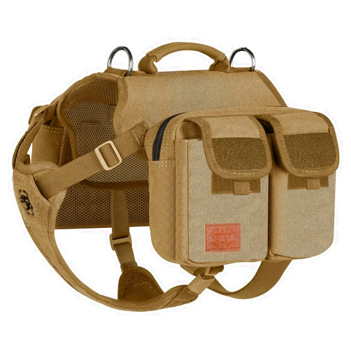 OneTigris Dog Hiking Backpack, Dog Pack for Medium Large Dogs, HOPPY CAMPER 3.0 Dog Saddle Bag Harness Outdoor Hiking (M, Brown)