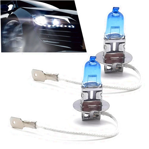 Flygun Pack-2 Car Halogen Bulbs, Quartz Driving Lights, 100 W Front Fog Light Bulbs, Bulb Replacements, Super Bright Auto Lights, Lighting Tool, Universal for Most Cars, Trucks, SUVs (White #H3)