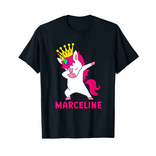Birthday Queen Dabbing Unicorn Co MARCELINE Name Personalized Dabbing Unicorn Birthday Queen T-Shirt