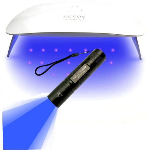 Xcvoc 2 Pack Large UV Resin Light&20W UV Blacklight Flashlight with Filter for Resin Curing Flashlight
