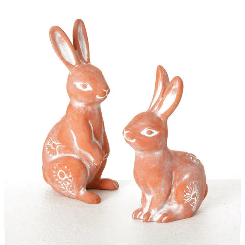 Sullivans Sulivans Terracotta Brown Rabbit Figurine Set of 2, Perfect for a Table Centerpiece, Mantels and Shelf Decoration, Small Statue for Indoor Spring Decor for Home, Office, Patio (N3007)