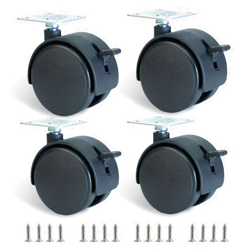 Dalyndar 4pcs 2 Inch Casters Swivel Replacement Wheels Locking Plate Mounted Castor with Stainless Screws In Wheel 360 Rollers for File Cabinet Desk Table Drawer Cart Bed Small Furniture Loading 110Lb