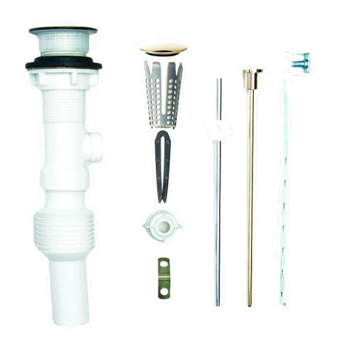 PermaFLOW PF WATERWORKS PF0756-PB-NO-WS FlexPOPUP Expandable, Sink/Lavatory Pop-Up Drain with Hair Catcher (Easy Remove Stopper), Flex-n-Fit Body No Overflow, PB