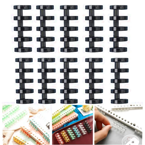 Carocheri Plastic Binder Comb Binder Spines with 60 Sheets Capacity for DIY Travel Diary Notebook and Album (10 Pack) (Black)