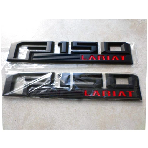 Ford 2015-2016 Ford F-150 Lariat Red & Black Fender Emblem Nameplate Right & Left OEM