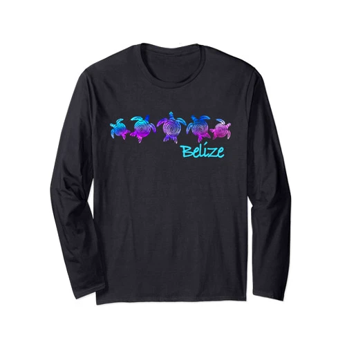 Belize Vacation Beach Designs Belize Beach Design / Tribal Turtle Gift Long Sleeve T-Shirt