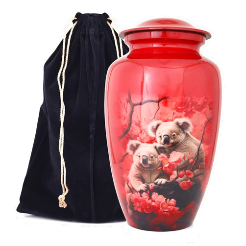 Eden Urns for Human Ashes Adult Memorial urn Funeral Cremation Urns Red Koala (Aluminum), 10.5 x 7 x 7, BP001