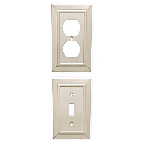 Franklin Brass W35218-SN-C Classic Architecture Single Duplex Outlet with W35217-SN-C Classic Architecture Single Toggle Switch Wall Plate/Switch Plate/Cover, Satin Nickel