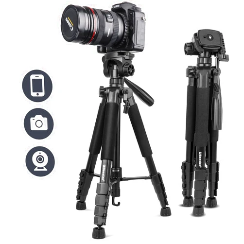 UBeesize 67” Camera Tripod with Travel Bag, Cell Phone Tripod with Bluetooth Remote and Phone Holder, Compatible with All Cameras, Cell Phones, Projector, Webcam, Spotting Scopes