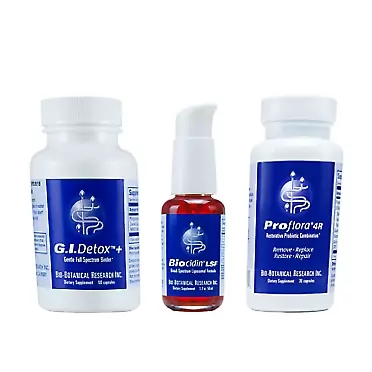 Bio-Botanical Research Bioclear Cleansing Program with Biocidin Liposomal Formula, G.I. Detox Gentle Binder, Proflora 4R Restorative Probiotic