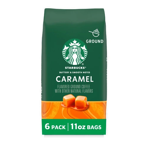 Starbucks Ground Coffee, Flavored Hot or Iced Coffee, Caramel, Six 11 oz Bags​