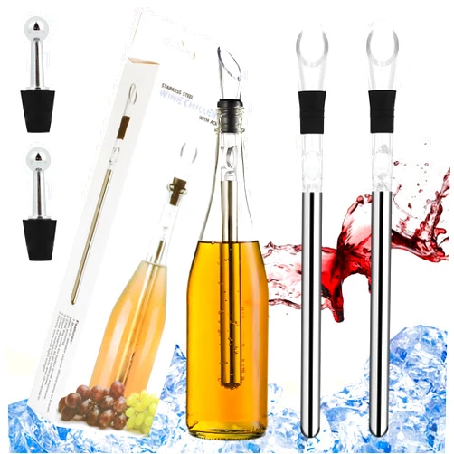 Alxuses Wine Cooling Stick,Wine Chiller Stick,3 in 1 Stainless Steel Cooler Stick,Rapid Iceless Wine Chilling Rod,Wine Chiller,Decanting Aerator & Drip-Free Pourer | Bar Gift Men Women