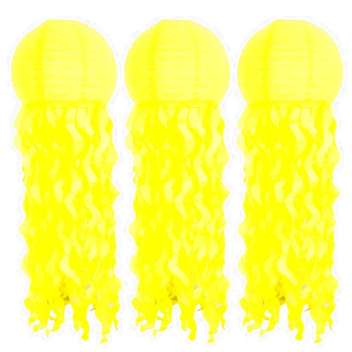 UNIIDECO Jellyfish Paper Lantern Hanging Decoration, UNIIDECO Jelly Fish Mermaid Decor for Party, Under The Sea Mermaid Birthday Party Supplies, Ocean Theme Classroom Decorations (Yellow)