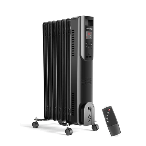 CCGIRU Oil Filled Radiator Heater, CCGIRU Electric Radiant Heater with Remote Control,3 Heat Settings, Adjustable Thermostat,Electric Heater for Indoor Use Large Room, 1500W