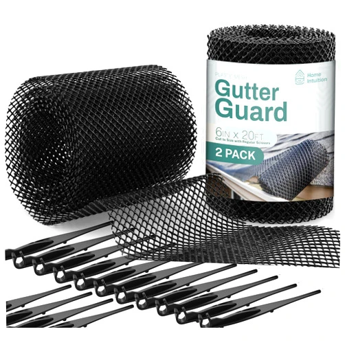 Home Intuition 2-Pack Leader and Gutter Guard from Leaves, Twigs, Branches Plastic Mesh Guards Leaf Protector 6