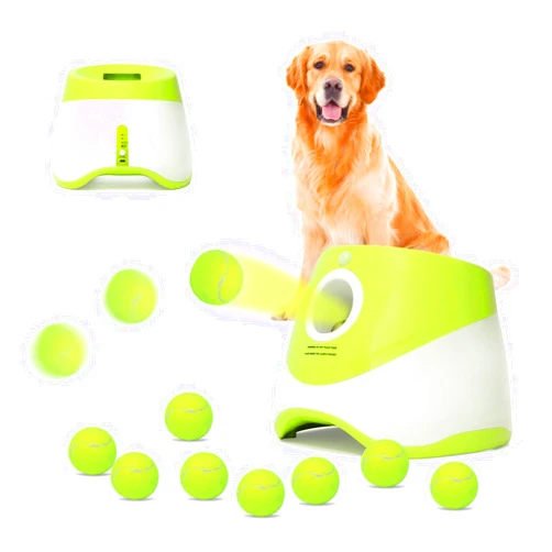 jovani Automatic Dog Ball Launcher, Indoor/Outdoor Small Dog Ball Launcher with Free 9 PCS Balls, Work 4~5 Hours on Full Charge Three-Speed Control Interactive Dog Fetch Machine Toy for Small Dogs