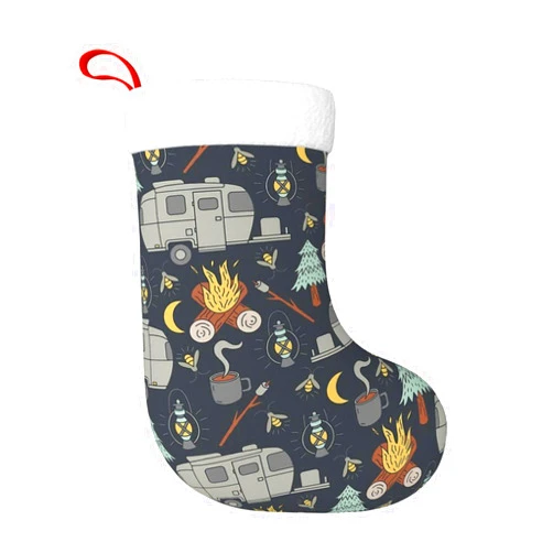 Wreioau Airstream Camping Christmas Stockings Fireplace Hanging Socks Christmas Decorations Xmas Stockings Holders Ornament for Farmhouse Home Decor,Family Holiday Party Gift
