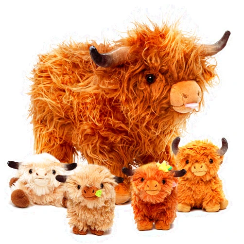 OUOZZZ Highland Cow Stuffed Animals with Babies Inside Scottish Plush Toys Set Mommy and 4 Little Cattle Babies - Gift Present Toys for Girls Boys Kids Toddler Infant