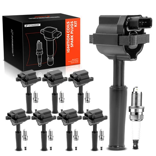 A-Premium Set of 8 Ignition Coil Pack and Iridium Spark Plugs Compatible with Jaguar XJ8 1999-2003, XK8 1999-2002, Vanden 2000-2003, XJR 1999-2002, XKR 2000-2002, 4.0L