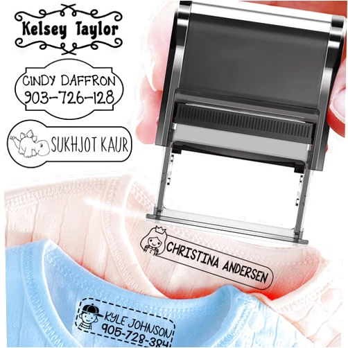 Bertiveny Self-Inking Name Stamps for Clothing Personalized Name Stamp for Clothing Kids Waterproof Fabric Clothing Stamps Permanent Ink for School,Kindergarten,Daycare,Nursing Home