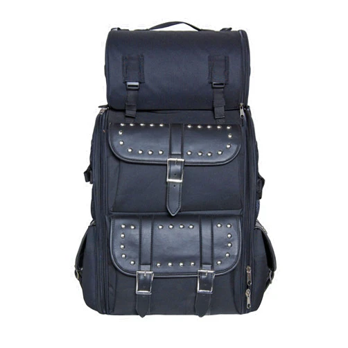 DS Daniel Smart Daniel Smart Motorcycle Sissy Bar Bag with Multiple Pockets - Includes Rain Cover for All-Weather Protection.
