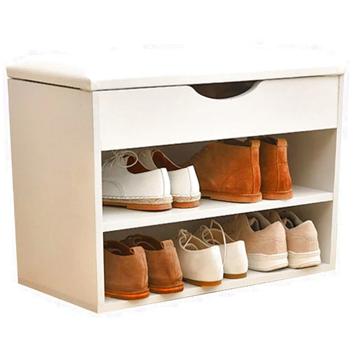 JOYGOOD Shoe Bench Organizer Shoe Racks Entryway Bench with Shoe Storage Seat Shoe Rack Bench Seat Shoe Storage Bench with Seat Shoe Holder Bench (Color : White, Size : 60cm)