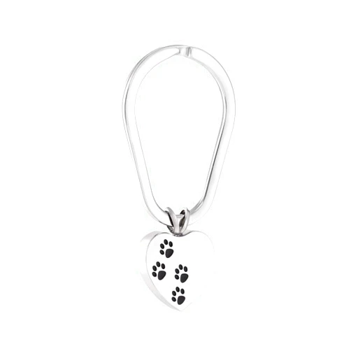 LiHiFG Keepsake Key Chain Paw Print Heart Urn Key Ring Car Accessorial Holder Jewelry for Pet Ashes