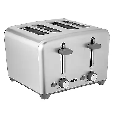 BELLA 4 Slice Toaster, Quick & Even Results Every Time, Wide Slots Fit Any Size Bread Like Bagels or Texas Toast, Drop-Down Crumb Tray for Easy Clean Up, Stainless Steel Stainless Steel 4 Slice