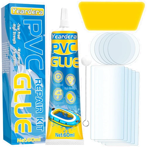 Yeardera Pool Liner Patch Repair Kit, Waterproof Air Mattress Patch Kit, High Strength Inflatable Patch Repair Kit for a Variety of Inflatables, Hot Tubs, PVC Boat, Air Mattresses, Vinyl Glue (60 Milliliters)