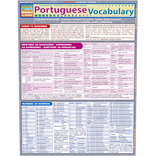 By Joseph Levi Ph.D. (Author) Portuguese Vocabulary QuickStudy Laminated Reference Guide (QuickStudy Academic)