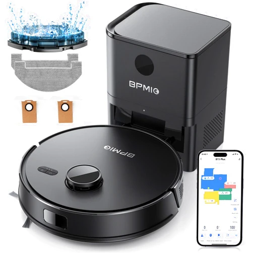 BPMIO Robot Vacuum and Mop Self Emptying, Hands-Free Up to 60 Days, 5000pa Robot Vacuum Cleaner with Schedule, Lidar Navigation, WiFi/App/Alexa, Automatic Vacuum Robot for Pet Hair, Hard Floor, Carpet
