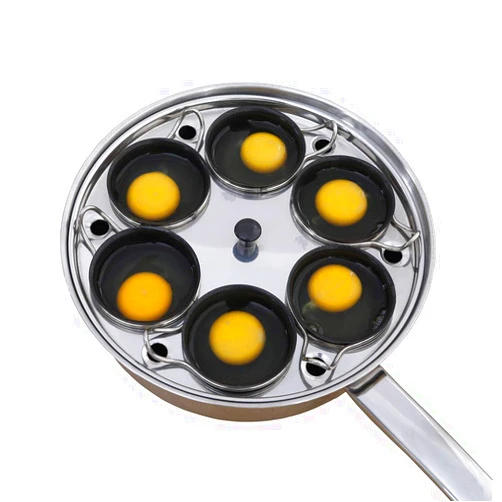 CozyKit 6 Cups Egg Poacher Pan - Stainless Steel Poached Egg Cooker – Induction Cooktop Egg Poachers Cookware Set with 4 Nonstick Large PFOA FREE Egg Poacher Cups and Silicone Spatula