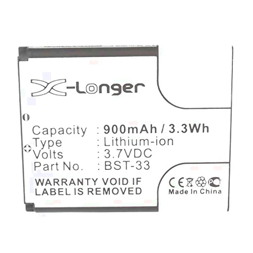 Synergy Digital Cell Phone Battery, Compatible with Sony Ericsson J110C Cell Phone, (Li-Ion, 3.7V, 900 mAh) Ultra High Capacity, Replacement for Sony Ericsson BST-33 Battery