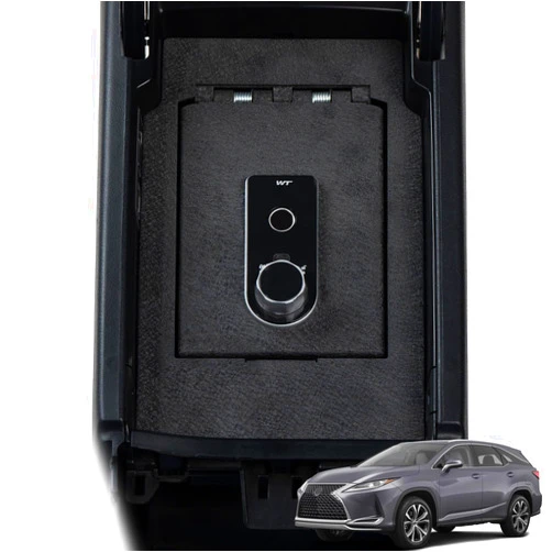 WASAI Center Console Gun Safe Vault - TuoJue Console Safe Lock Box Compatible with Lexus RX300 2016-2021 Console Organizer Locking Vault with Superior Fingerprint Lock