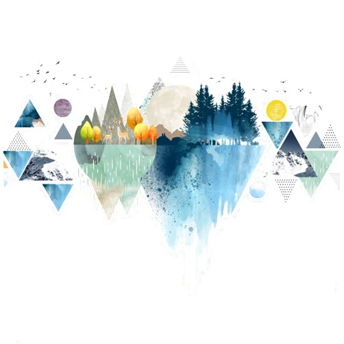 Linyuhan Nordic Geometric Wall Stickers, Removable DIY Mountain Reflection Wall Decal Murals Peel and Stick 3D Wall Art Stickers Murals Home Decor for Boy Bedroom Nursery Rooms Living Room
