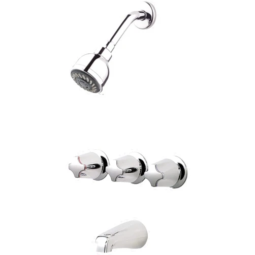 Pfister Tub & Shower Trim Kit, Valve and Cartridge Included, 3-Handle, Metal Knob Handles, Polished Chrome Finish, LG013210