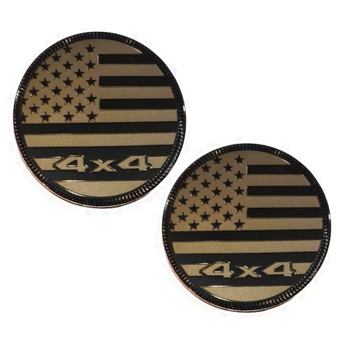 Muzzys (Set of Two) 4x4 Metal 3D American Flag Emblems 2.4