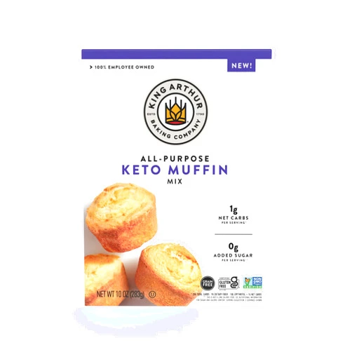 King Arthur Baking Keto Muffin Mix, All Purpose, 1g Net Carbs 0g Added Sugar Per Serving, Low Carb & Keto Friendly, 10 oz, White