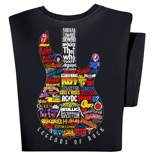 Collections Etc Colorful Legends of Rock Guitar Short Sleeve Graphic Tee