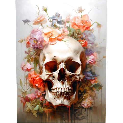 CHOSIGHT 5D Diamond Art Painting Skeleton Kit - DIY Paint with Diamond Art Flower Round Full Drill Craft, Home Decor Embroidery Set with Canvas, Tools, Sparkling Diamonds - 12x16 inch
