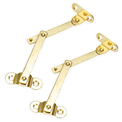Pufguy Antique Brass Lid Folding Support Lid Stay Hinges for Jewelry Box,Cabinet|ONLY for Left Side-2 pcs(Gold)