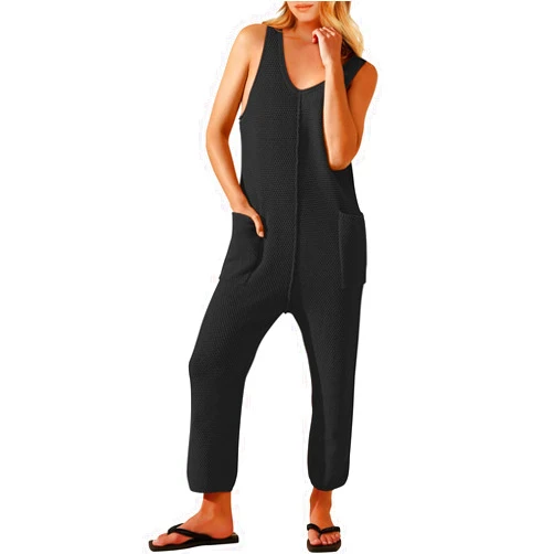ANRABESS Womens Casual Sleeveless Knit Sweater Jumpsuits See Through Summer Cover Up One Piece Outfits