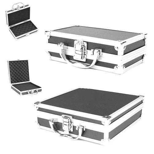 FADZECO Mini Aluminium Flight Case Tool Box Portable Small Aluminum Storage Case for Craftsman Travel Carry (Black,2 Size)