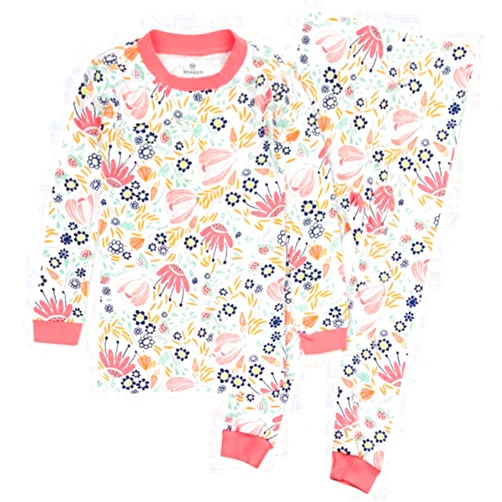 HonestBaby 2-Piece Pajamas Sleepwear PJs 100% Organic Cotton for Infant Baby and Toddler Girls'