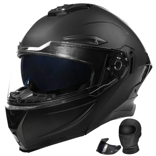 Jianghinice Modular Moto Helmet, Double Visor, Solar Protection, 190 Vision, Ventilation, multizone, Washable Liner, ABS Construction, DOT Certified, Unisex, Adults, Adjustable, Lightweight