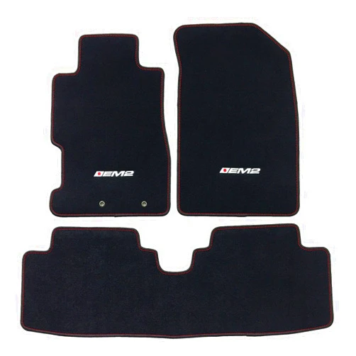 IKON MOTORSPORTS Floor Mat Compatible with 2001-2005 Honda Civic (Excludes Si), EM2 Logo Factory Fitment Front & Rear Nylon Car Floor Carpets Carpet Liner by IKON MOTORSPORTS, 2002 2003 2004
